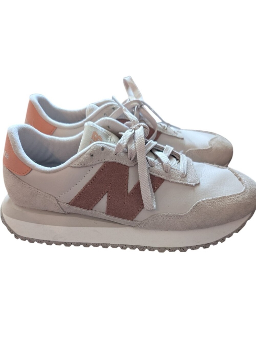 New Balance Women's 237 Sneakers Beige Pink Colorblock - Picture 4 of 13